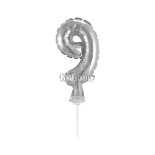Mini Globo Metalizado Numero 9 15 cm