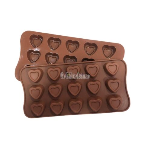 Molde Para Bombones de Silicona CORAZON con Borde