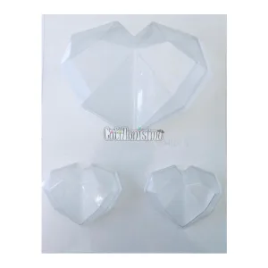 Molde Placa Acetato Corazon Diamante con 2 Corazones Grandes