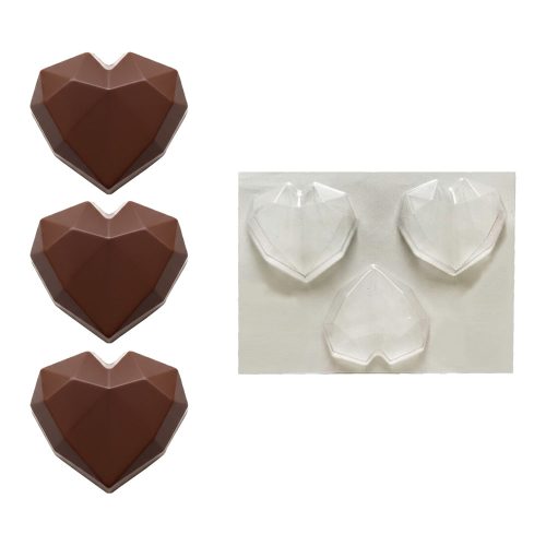 Molde Placa Acetato Tres Corazones Facetados