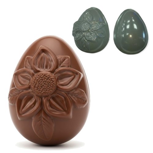 Molde Placa de Acetato Huevo de Pascua con Flor Rosa 12cm