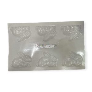 Molde Placa de Acetato Conejos Grandes Acostados x6 Unidades