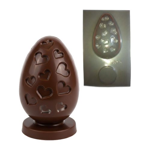 Molde Placa de Acetato Huevo de Pascua Corazones con Base 15cm
