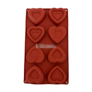 Molde de Silicona Para Bombones Corazones con Diseños Surtidos x8