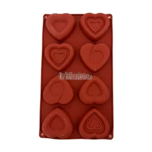 Molde de Silicona Para Bombones Corazones con Diseños Surtidos x8