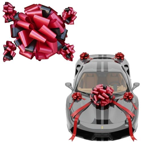 Moño Auto Gigante Bicolor Rojo y Negro