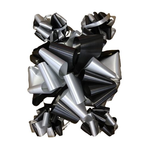 Moño Auto Gigante Bicolor Negro Plateado