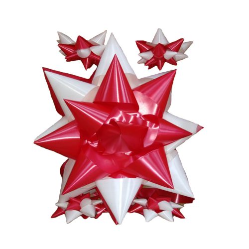 Moño Auto Gigante Con Puntas Bicolor Rojo y Blanco