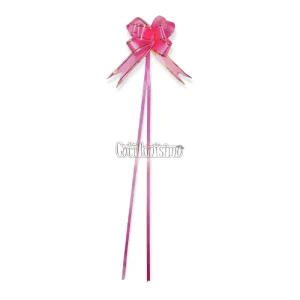Moño Magico Facil Mediano Rosa Borde Dorado x10 Unidades