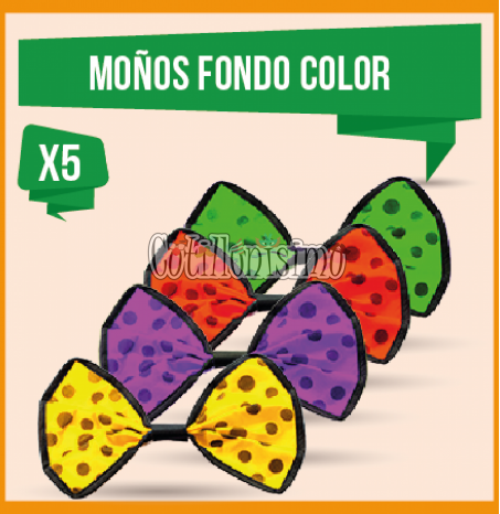 Moño Fondo Color Lunares Negros X5 Unidades (FRISELINA)