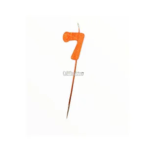 Vela Pinche Gibreada Nº7 Color Naranja