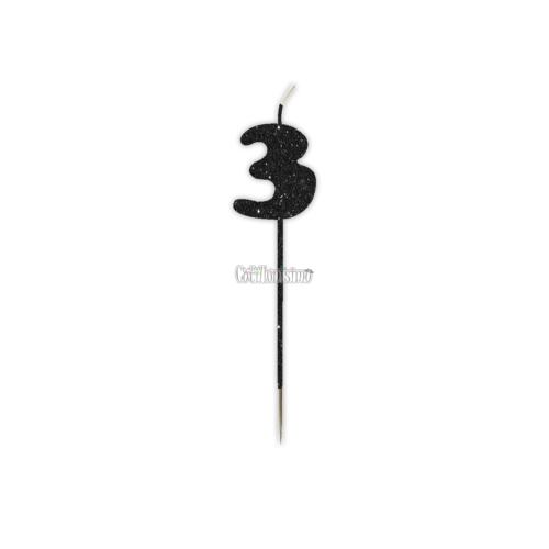 Vela Pinche Gibreada Nº3 Color Negro
