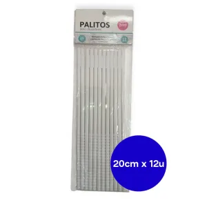 Palito Para Chupetin Parpen Blanco 20cm X12 Unidades