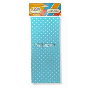 Papel Seda CARPEL Color Celeste Estampado Lunares Blancos x5 Unidades