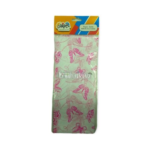 Papel Seda CARPEL Estampado Mariposa Fucsia x5 Unidades