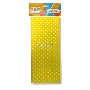 Papel Seda CARPEL Color Amarillo Estampado Lunares Blancos x5 Unidades