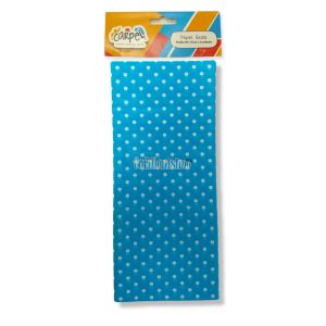 Papel Seda CARPEL Color Turquesa Estampado Lunares Blancos x5 Unidades