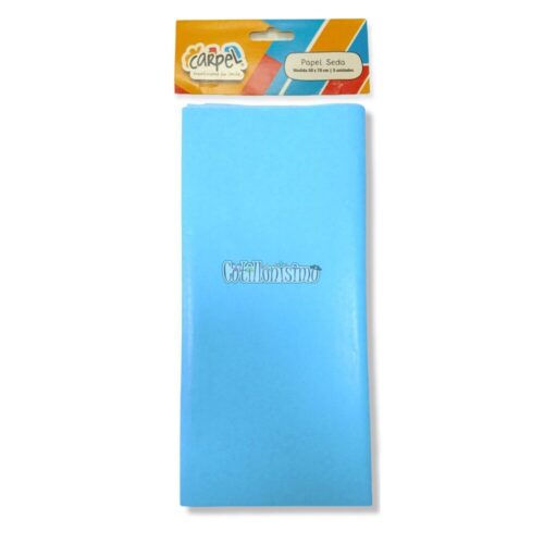 Papel Seda CARPEL Liso Color Celeste Pastel x5 Unidades