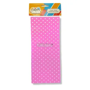Papel Seda CARPEL Color Rosa Estampado Lunares Blancos x5 Unidades