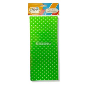 Papel Seda CARPEL Color Verde Manzana Estampado Lunares Blancos x5 Unidades