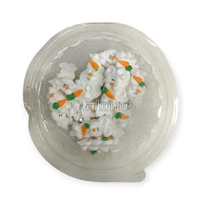 Pastillaje Azucar Conejo Mini Blanco con Zanahoria x20u