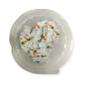Pastillaje Azucar Conejo Mini Blanco con Zanahoria x20u