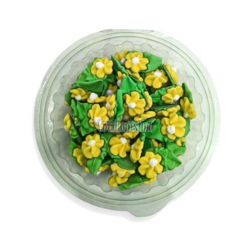 Pastillaje Azucar Flor Durazno Mediano con Hoja Amarilla x50 Unidades