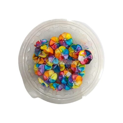 Pastillaje Azucar Malvon Matiz Multicolor con Perla Plateada x30 Unidades