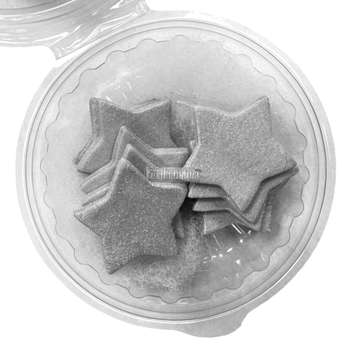 Pastillaje Estrella Plateada con Brillo X12 U