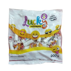 Pastillas LUCKY 8 200 Grs Blanco Sabor Tutti Frutti