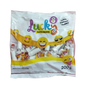 Pastillas LUCKY 8 200 Grs Blanco Sabor Tutti Frutti