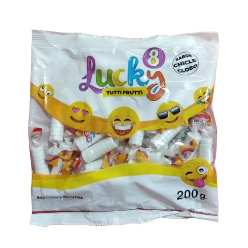 Pastillas LUCKY 8 200 Grs Blanco Sabor Tutti Frutti