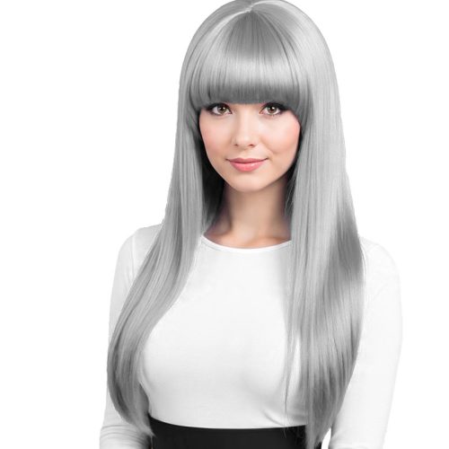 Peluca Lacia Larga Color PLATINADO