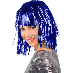 Peluca Lisa Metalizada AZUL