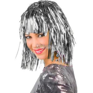 Peluca Lisa Metalizada PLATA