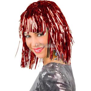 Peluca Lisa Metalizada ROJA