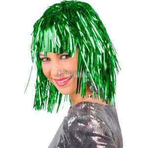 Peluca Lisa Metalizada VERDE