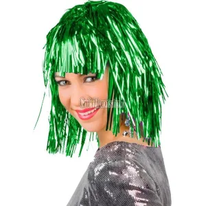 Peluca Lisa Metalizada VERDE