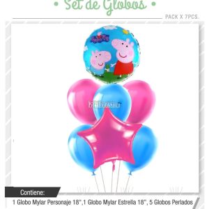 Set Globos PEPPA 7 Pcs