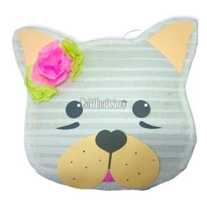 Piñata Bull Dog Blanco con Rosa