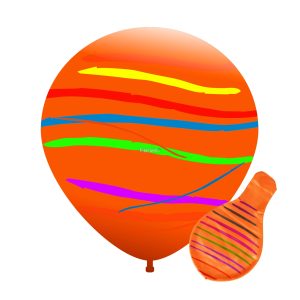 Piñata Globo Naranja Rayada 24 Pulgadas