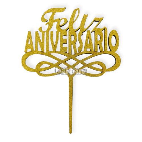 Pinche Fibrofacil Feliz Aniversario Dorado x1 Unidad