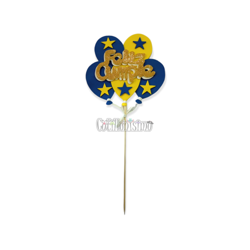 Pinche Feliz Cumple Globo Amarillo y Azul Goma Eva