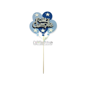 Pinche Feliz Cumple Globo Azul y Celeste Goma Eva
