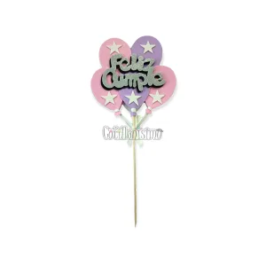Pinche Feliz Cumple Globo Rosa y Lila Goma Eva