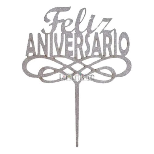 Pinche Fibrofacil Feliz Aniversario Plateado x1 Unidad