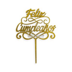 Pinche Fibrofacil Feliz Cumpleaños Dorado Cursiva