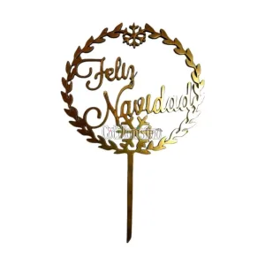 Pinche Fibrofacil Feliz Navidad Dorado x1 Unidad