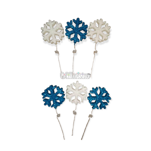 Set Pinches Resorte Copos de Nieve Turquesa y Blanco x6u