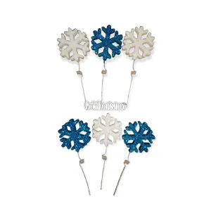 Set Pinches Resorte Copos de Nieve Turquesa y Blanco x6u